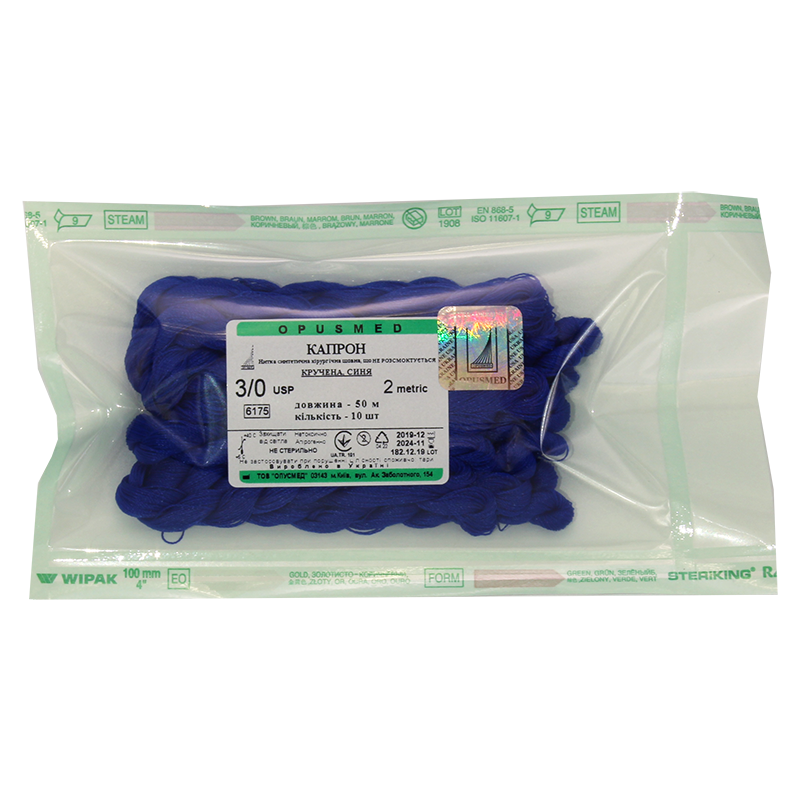 Капрон кручений синій у мотках 3/0(2) 50 м кількістю 10шт.